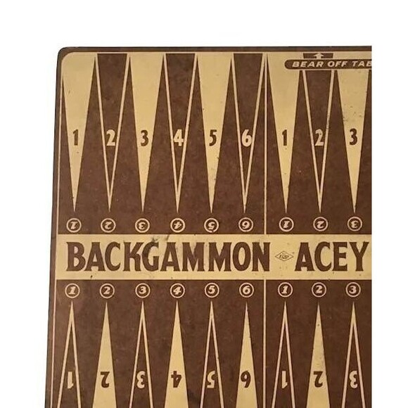 Lowe Backgammon Checkers Acey Ducey Game Board Replacement Vintage Brown Wood - Picture 3 of 7